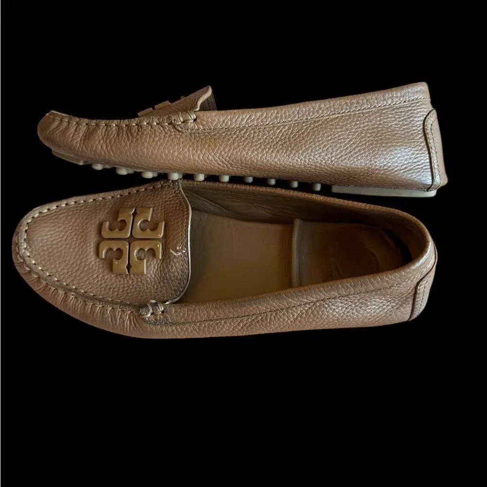 Tory Burch Leather Loafers with Logo Emblem